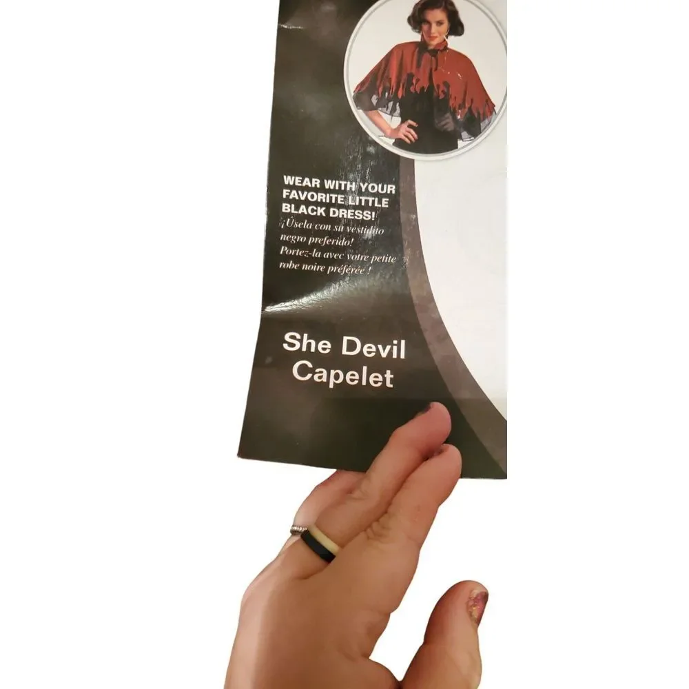 Creepy Adult Devil Cape Horns Witch Costume Cosplay Halloween Size One‎ Party